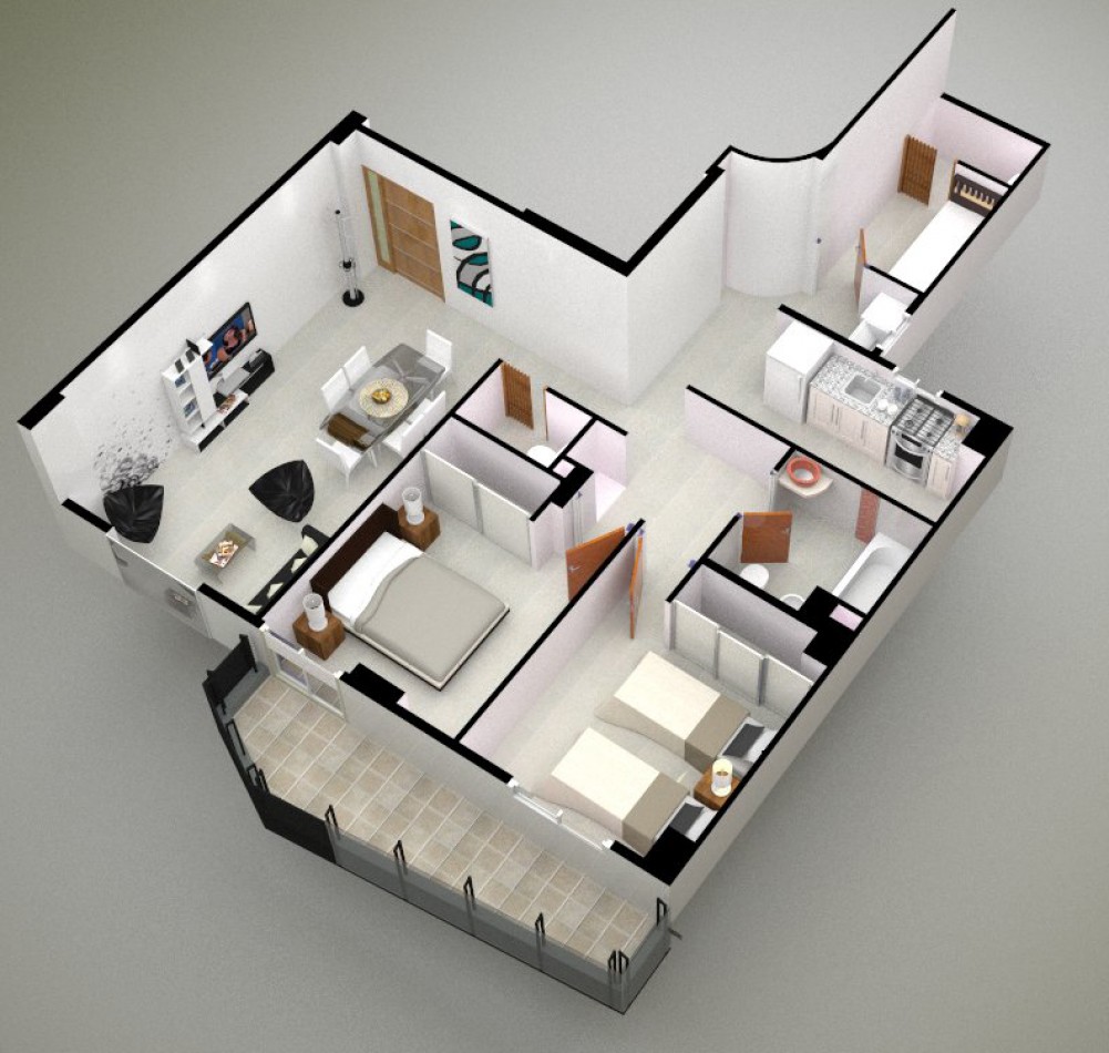 2 dormitorios con dependencia y patio